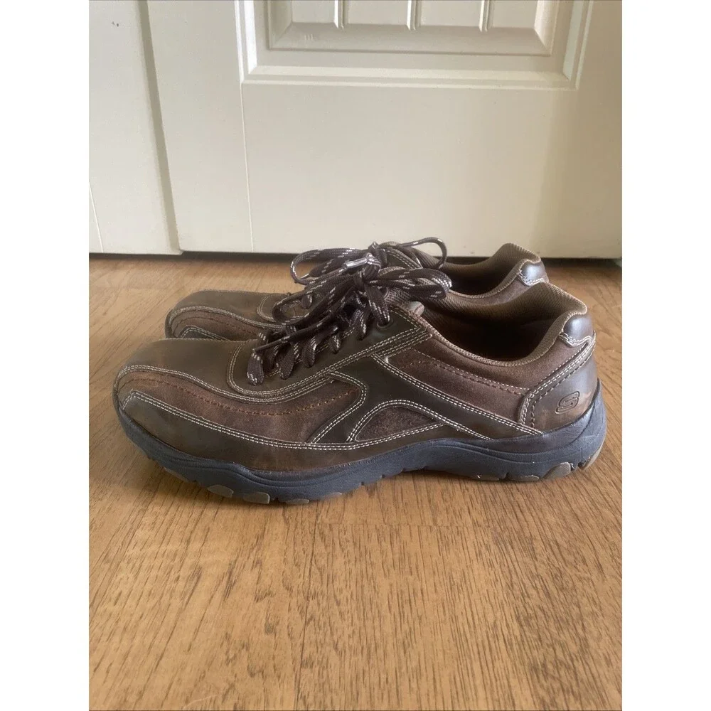 Mens Leather Sketchers Lace Up Casual Shoes Size 13